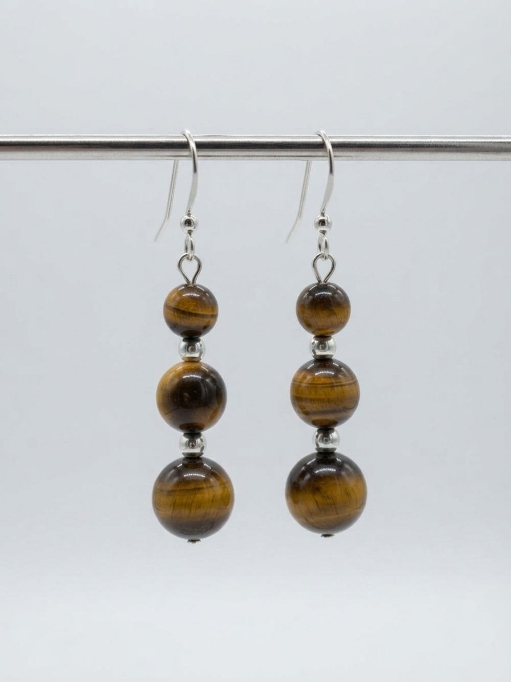 NEW Handmade Tiger Eye Bead Drop Earrings  (0434)